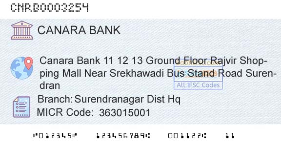 Canara Bank Surendranagar Dist HqBranch 