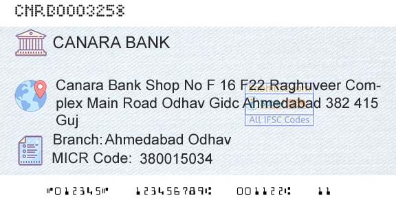 Canara Bank Ahmedabad OdhavBranch 