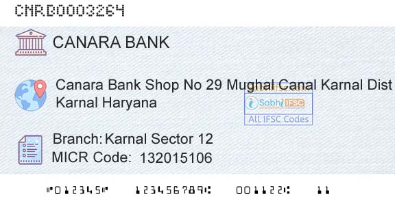 Canara Bank Karnal Sector 12Branch 