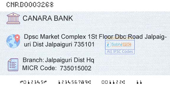 Canara Bank Jalpaiguri Dist HqBranch 