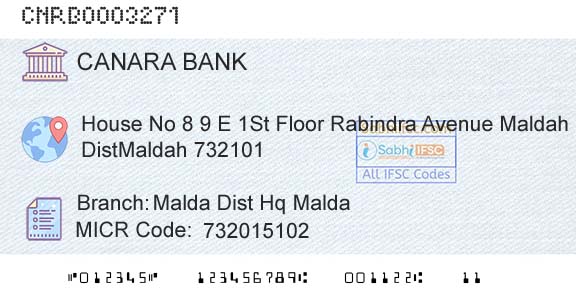 Canara Bank Malda Dist Hq MaldaBranch 