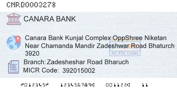Canara Bank Zadesheshar Road BharuchBranch 