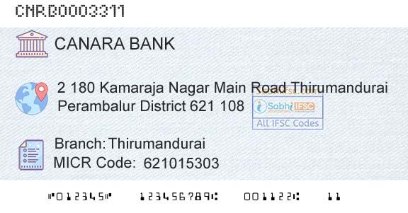 Canara Bank ThirumanduraiBranch 