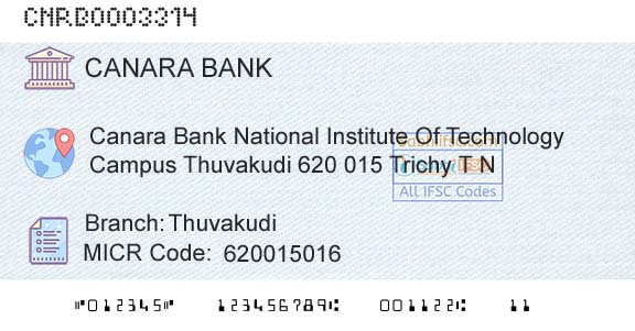 Canara Bank ThuvakudiBranch 