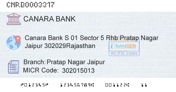 Canara Bank Pratap Nagar JaipurBranch 