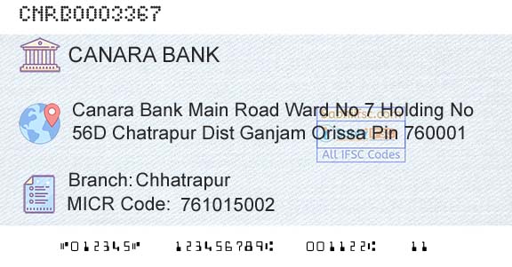 Canara Bank ChhatrapurBranch 