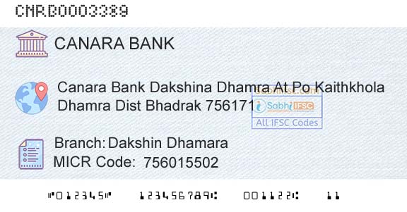 Canara Bank Dakshin DhamaraBranch 