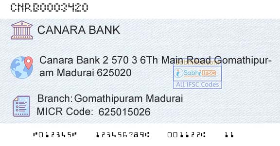 Canara Bank Gomathipuram MaduraiBranch 