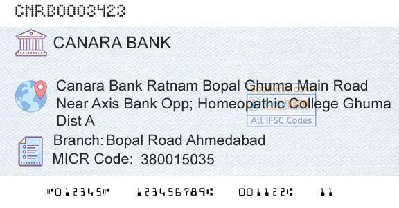 Canara Bank Bopal Road AhmedabadBranch 