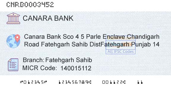 Canara Bank Fatehgarh SahibBranch 