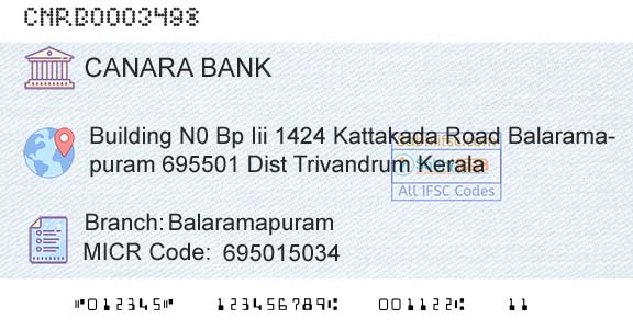 Canara Bank BalaramapuramBranch 