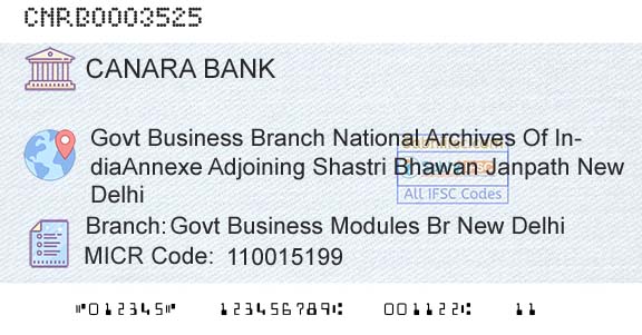 Canara Bank Govt Business Modules Br New DelhiBranch 