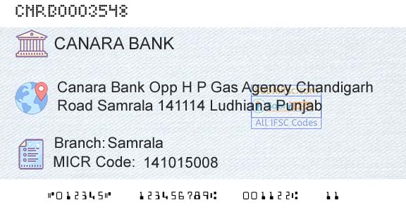 Canara Bank SamralaBranch 