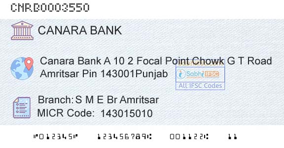 Canara Bank S M E Br AmritsarBranch 