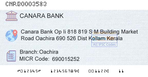 Canara Bank OachiraBranch 