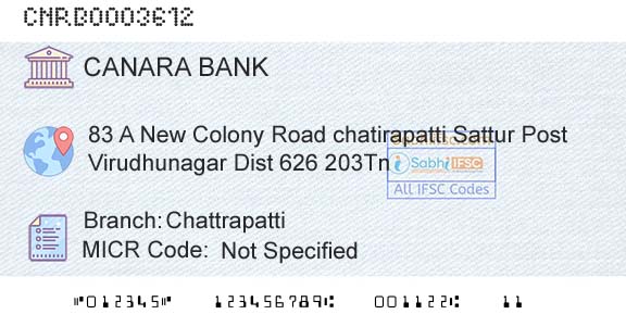 Canara Bank ChattrapattiBranch 