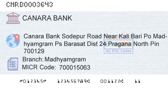 Canara Bank MadhyamgramBranch 
