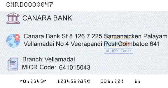 Canara Bank VellamadaiBranch 