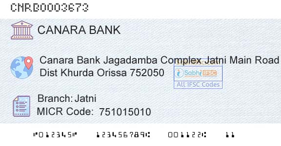 Canara Bank JatniBranch 