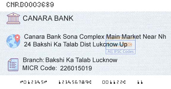Canara Bank Bakshi Ka Talab LucknowBranch 