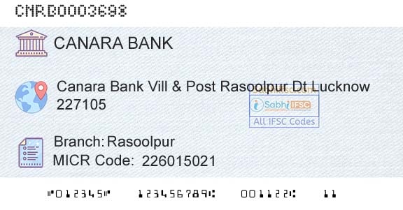 Canara Bank RasoolpurBranch 