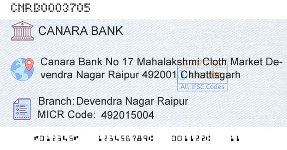 Canara Bank Devendra Nagar RaipurBranch 