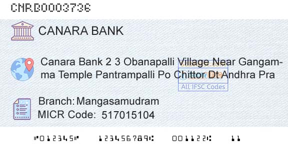 Canara Bank MangasamudramBranch 
