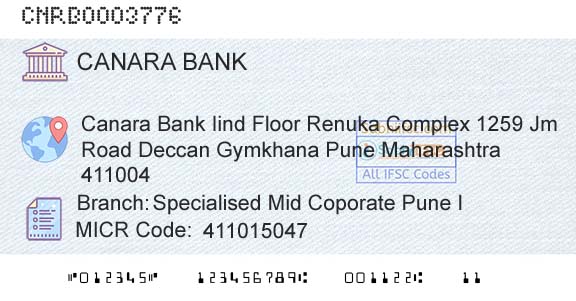 Canara Bank Specialised Mid Coporate Pune IBranch 