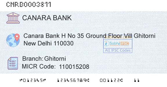 Canara Bank GhitorniBranch 