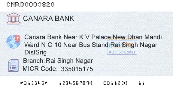 Canara Bank Rai Singh NagarBranch 