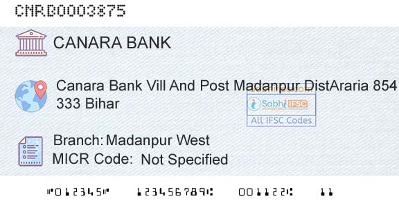 Canara Bank Madanpur WestBranch 