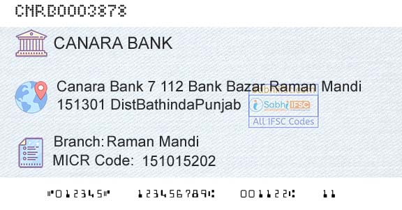 Canara Bank Raman MandiBranch 