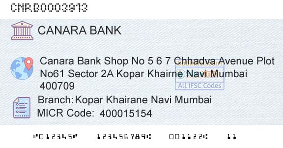 Canara Bank Kopar Khairane Navi MumbaiBranch 