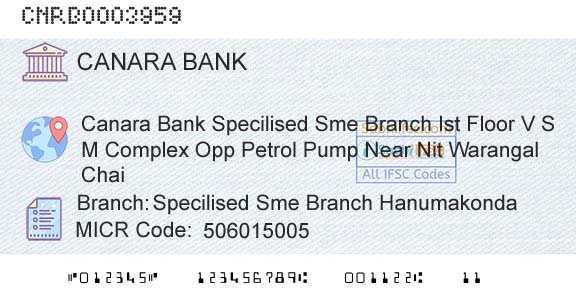 Canara Bank Specilised Sme Branch HanumakondaBranch 