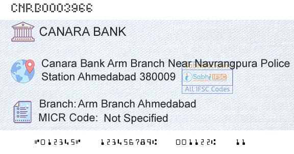 Canara Bank Arm Branch AhmedabadBranch 