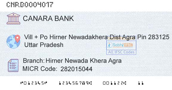 Canara Bank Hirner Newada Khera AgraBranch 