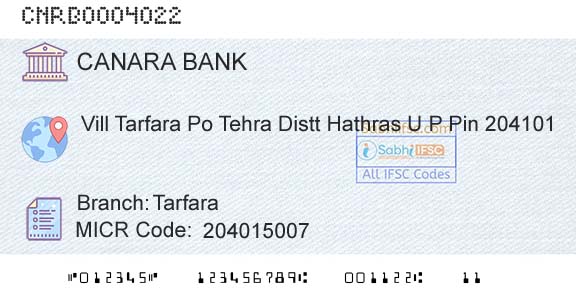 Canara Bank TarfaraBranch 