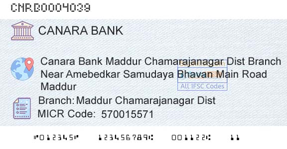 Canara Bank Maddur Chamarajanagar Dist Branch 