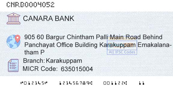 Canara Bank KarakuppamBranch 