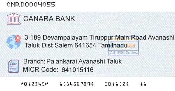 Canara Bank Palankarai Avanashi TalukBranch 