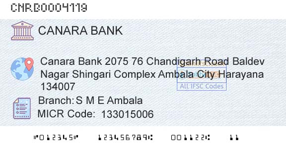 Canara Bank S M E AmbalaBranch 