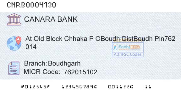 Canara Bank BoudhgarhBranch 
