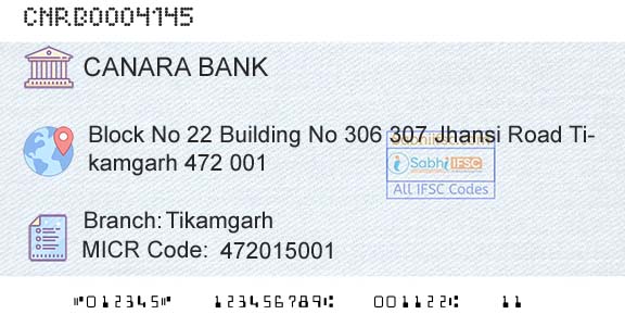 Canara Bank TikamgarhBranch 