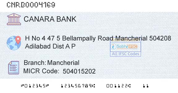 Canara Bank MancherialBranch 