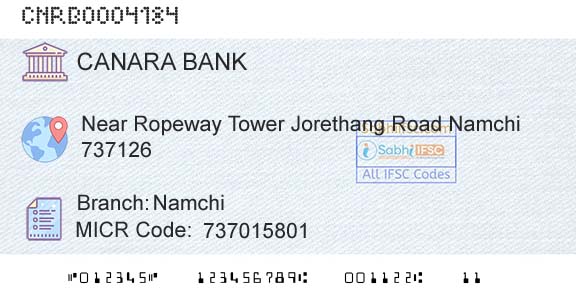 Canara Bank NamchiBranch 