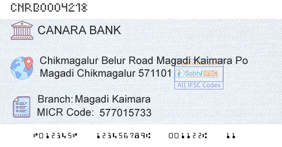 Canara Bank Magadi KaimaraBranch 