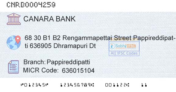 Canara Bank PappireddipattiBranch 