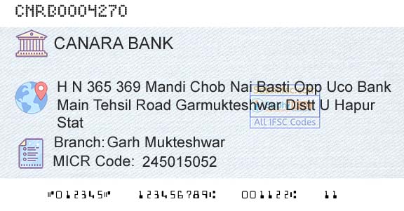 Canara Bank Garh MukteshwarBranch 