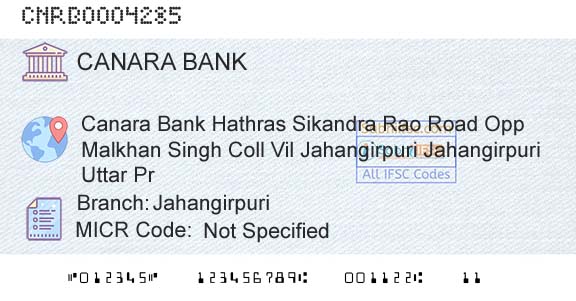 Canara Bank JahangirpuriBranch 