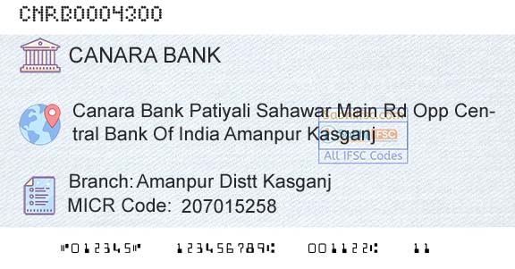 Canara Bank Amanpur Distt KasganjBranch 